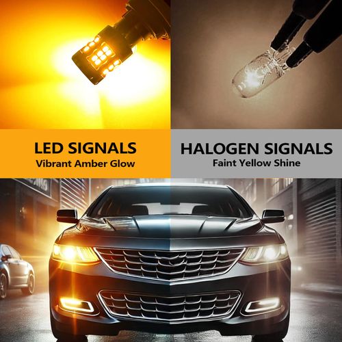 Zyvirexa 3157 LED Turn Signal Bulbs Compatible For Chevy Impala 2000-2013 (Front/Rear), 3057 3357 3457 4157 Bulb, Amber Yellow, Plug and Play, Pack of 2
