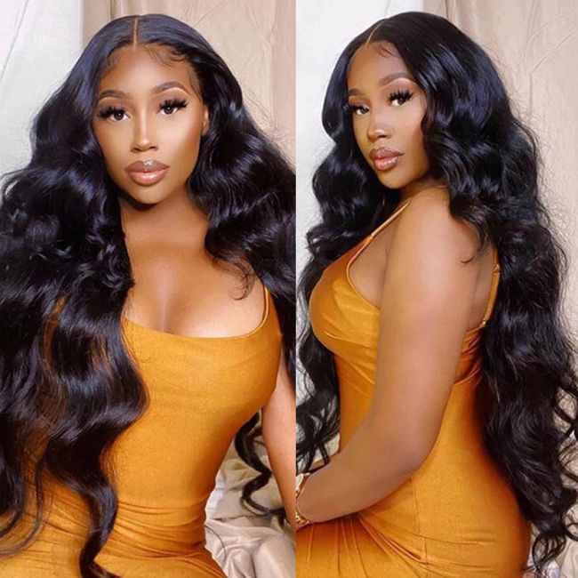 ISEE Hair Lace Front Wigs 10A Brazilian Body Wave Human Hair Wigs for Black Women Pre Plucked Hairline 180% Density Lace Front Wigs with Baby Hair Natural Color (30 Inch, 13x4 Lace Front Wig)