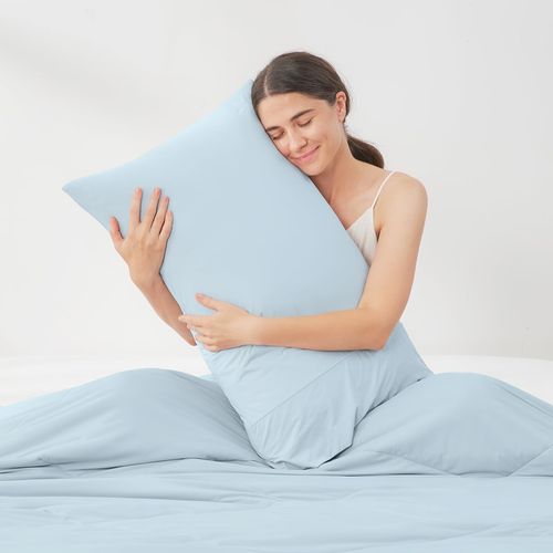 Cozy Bliss Cooling Pillow Cases for Hot Sleepers, Q-Max>0.4, Standard Size Set of 2, Pillowcases for Hair and Skin, Soft & Silky Pillow Covers with Envelope Closure,Gift, Blue, 20x26 Inches