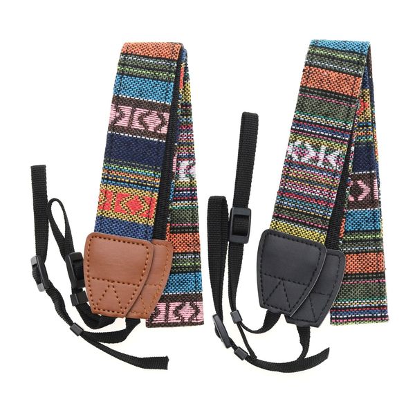 EMSea 2pcs Camera Strap Cotton Braided Strap Adjustable Camera Strap Camera Shoulder Neck Belt Strap SLR Camera Striped Shoulder Strap Ethnic Style Shoulder Strap