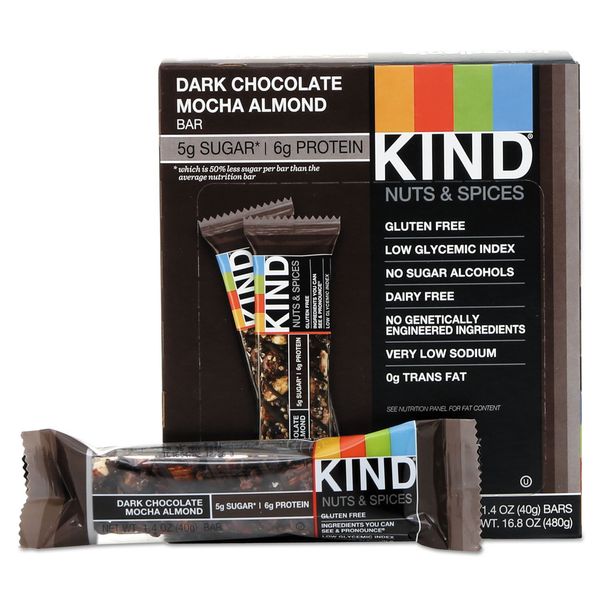 Bars, Dark Chocolate Mocha Almond, Healthy Snacks, Gluten Free, Low Sugar, 5G Pr