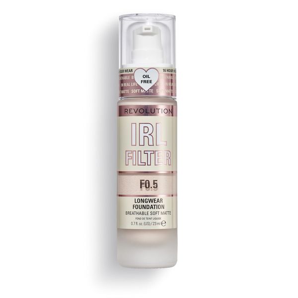 Makeup Revolution IRL Filter, Longwear Foundation, Medium to Full Coverage, Matte Finish, 16 Hour Wear, F0.5,Fair Skin Tones, 23ml