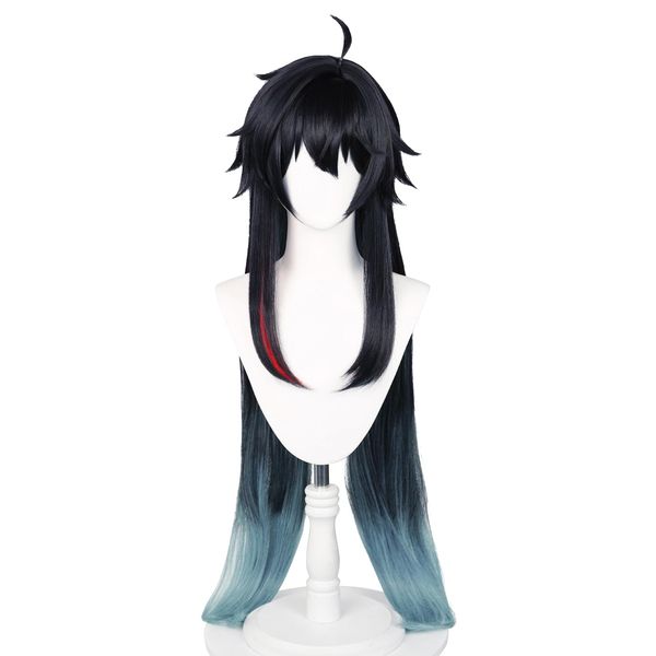 Dragon Dan Heng Cos Wig Anime Game Honkai Star Rai Gradient Blue Wigs Halloween Christmas Cosplay Unisex Wig Stage Player Yin Yue Jun Mythical Dragon Attached Hair Net