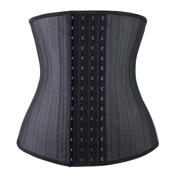 YIANNA Waist Trainer for Women Latex Underbust Waist Corsets Cincher Hourglass Body Shaper 4 Hooks, (Size 3XL, Black)