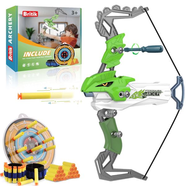 Britik Toys for 3-8 Year Old Boys: Bow and Arrow Set Kids Boys Toys Birthday Gifts Presents for Boys Girls Aged 3 4 5 6 7 8 9 10 11 12 Year Old Outdoor Garden Games Toy Archery Set