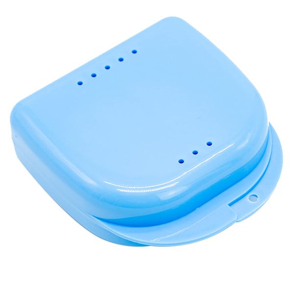 Retainer Case, Retainer Box with Vent Holes Denture Box for Denture, Retainer,Mouth Guard,Brace, Teeth Mouth Tray, Splint(Blue)