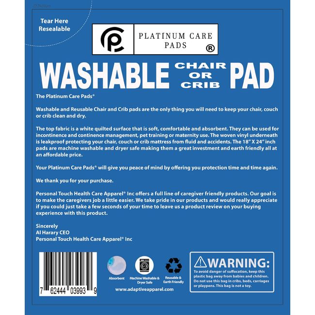 Platinum Care Pads Reusable & Washable Incontinence Underpads