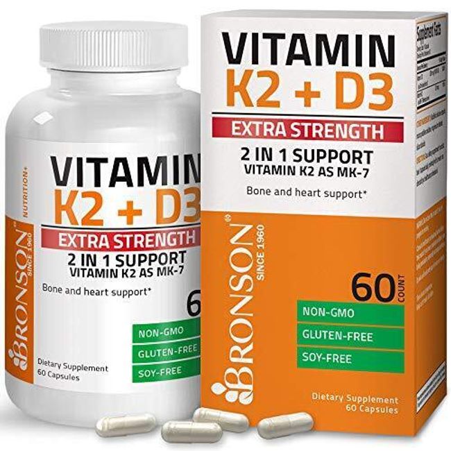 Vitamina K2 (MK7) con D3 Suplemento EXTRA FUERTE para Salud de Huesos y Corazon