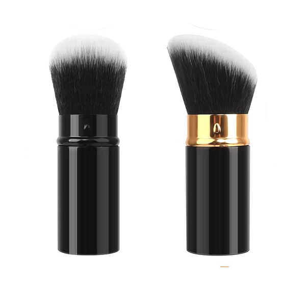 KAIAIWLUO Einziehbarer Makeup Pinsel,2 PCS Kabuki Makeup-Pinsel Teleskop Rouge Einziehbar Kabuki Makeup Reise-Makeup-Puderpinsel zum Auftragen von Foundation-Pudern und Mineralkosmetik Schwarz