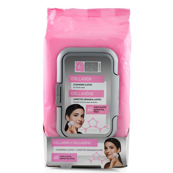 Collagen Cleansing Cloths and Makeup Removal Wipes 60 Ct.