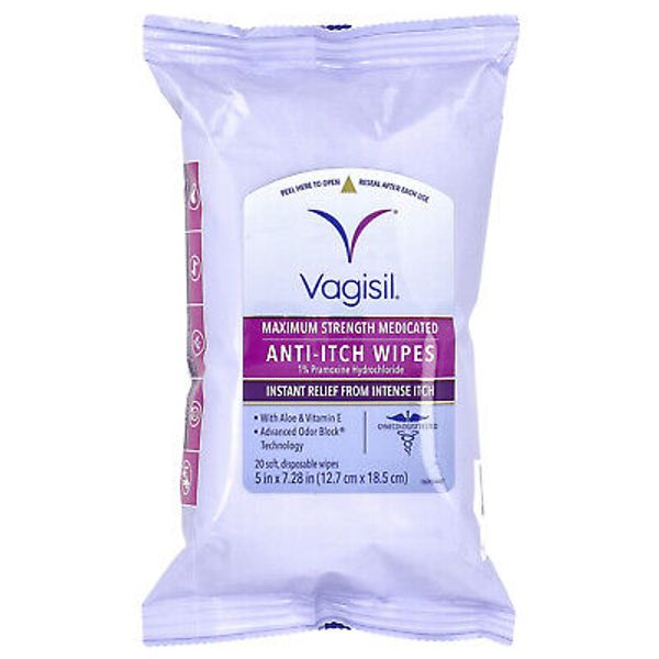 Medicated Anti-Itch Wipes, Maximum Strength, 20 Disposable Wipes