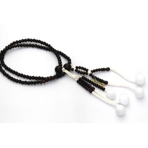Soka Gakkai Prayer Beads Natural Kyoto Made in Kyoto, Solid Shimakokutan, Cotton Swabs, Wood, SGI Mala Beads, Banded Ebony, For Men