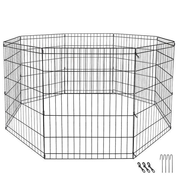 30 Inch 8 Panel Dog Pet Playpen Large Crate Fence Exercise Cage Indoor Outdoor