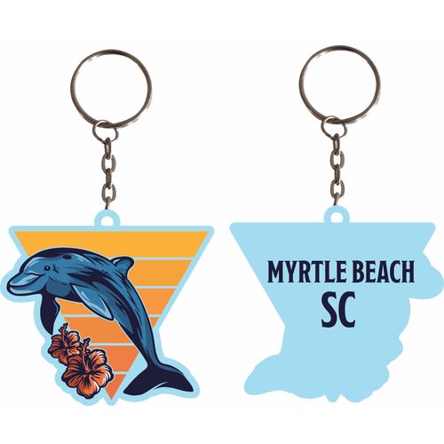 R and R Imports Myrtle Beach South Carolina Souvenir Dolphin Tropical Beach Metal Keychain 4-Pack