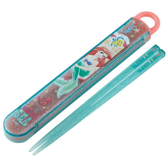 Skater ABS2AMAG Children's Antibacterial Ag+ Chopsticks and Chopsticks Case Set, Ariel, 6.5 inches (16.5 cm), Made in Japan