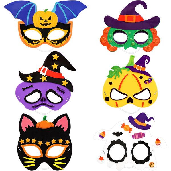 Fancy Land Halloween Mask Craft Kits for Kids DIY Monster Foam Mask Crafts Make Your Own Mask for Halloween Autumn Party Activities Fall Supplies 12 Pcs