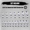17PCS 3/8" Drive SAE & Metric 6-Point Universal Flex Socket Set CR-V Swivel Head