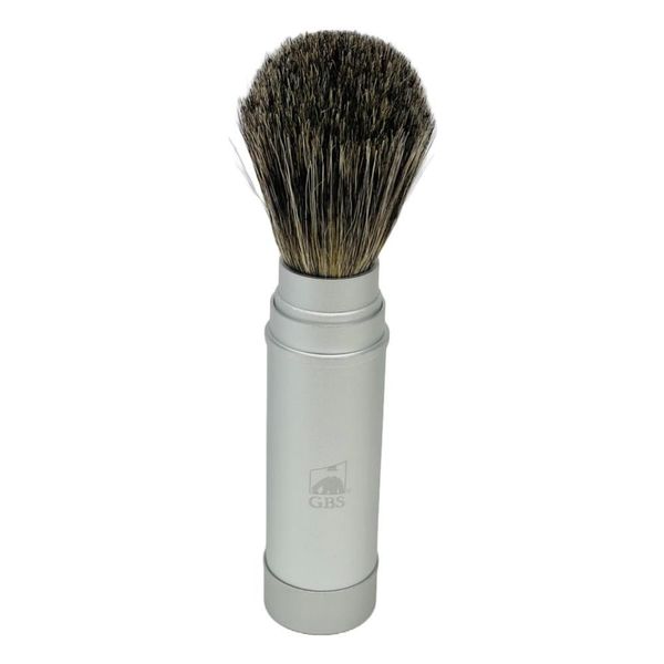 G.B.S 5.5in Metal Canister Badger Hair Shave Brush, Silver