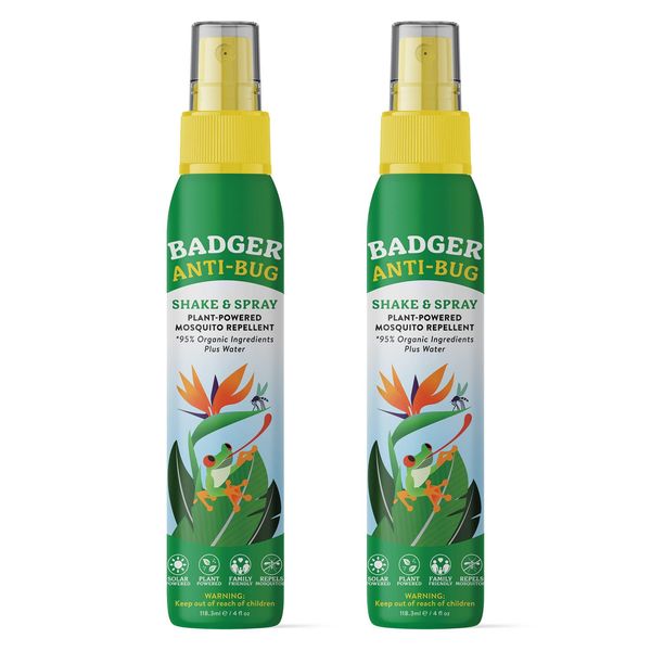 Badger Bug Spray, Organic Deet Free Mosquito Repellent with Citronella & Lemongrass, Natural Spray for People, Family Friendly Repellent, 4 fl oz (2 Pack)