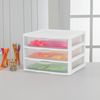 6-Pack 3 Drawer Storage Organizer, Clear Plastic Vanity Desk Drawers, White