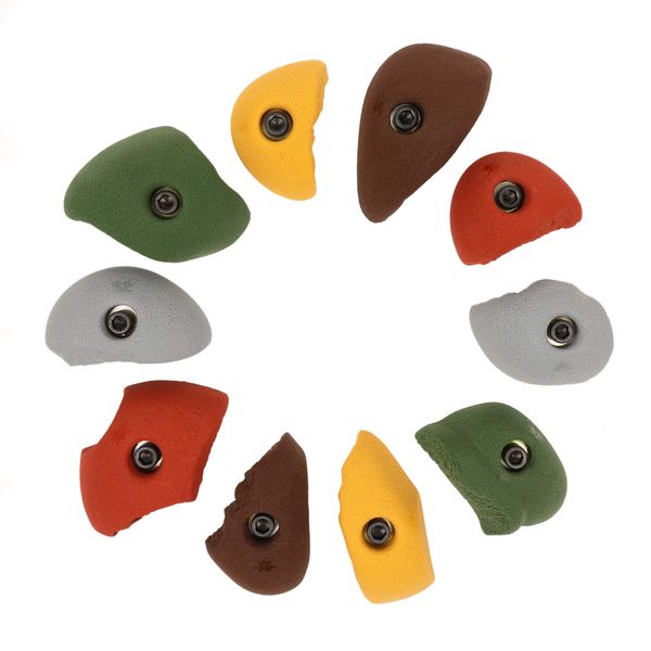 Atomik Rock Climbing Holds Set of 10 Bolt-On Granites in Assorted Earth Tones