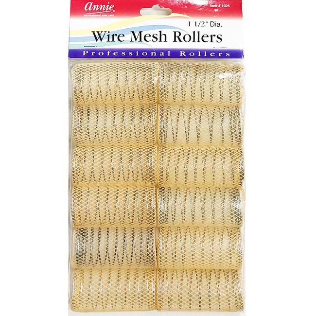 ANNIE WIRE MESH ROLLERS #1025 12 COUNT ORANGE X-LARGE 1 1/2"