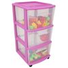 Homz Plastic 3 Drawer Medium Storage Container Tower, Clear Drawers/Purple Frame