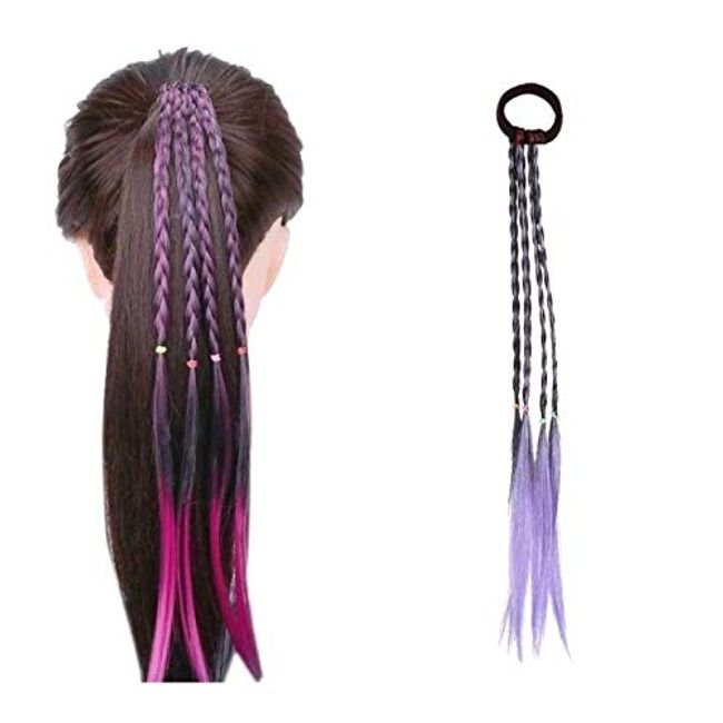 Braided Extension Mesh Hair Extension, Colorful Wig, Kids, Braided, Hair, For Dance, Recitals, Events, Festivals (Light Purple)