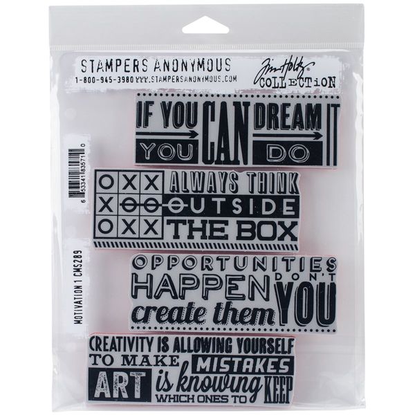 Stampers Anonymous Tim Holtz Motivation 1 Cling Rubber Stamp Set, Multicoloured