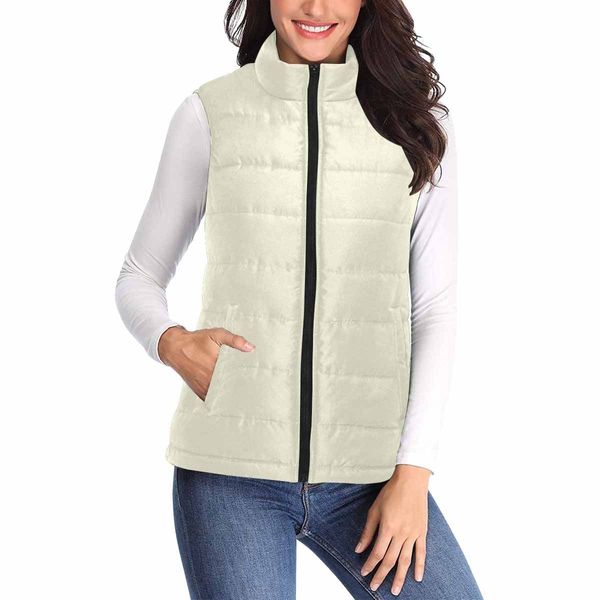 Womens Puffer Vest Jacket / Beige - M