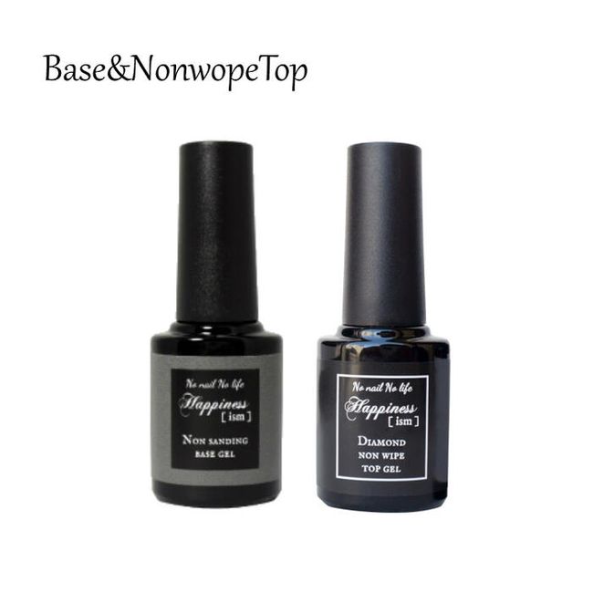 [Set of 2] Gel Nail Base Gel Diamond Non-wipe Top Coat Happiness Ism