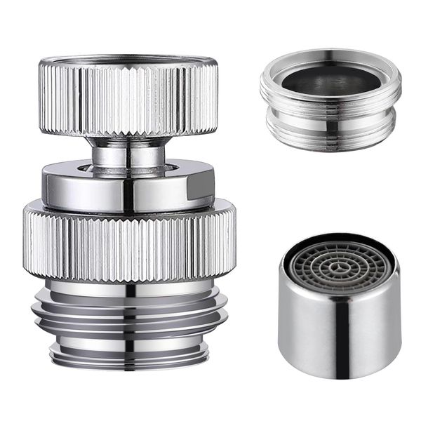 Sink Faucet Adapter Kit Swivel Aerator Adapter to Connect Garden Hose - Multi-Thread Garden Hose Adapter for Female to Male, Polished Chrome