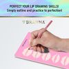 BRAWNA Lip Blush Tattoo Practice Stencil with Pink Practice Skin | Lip Blush Template for Lip Tattoo | Microblading Training Supplies | PMU Kit | 10 lip shapes