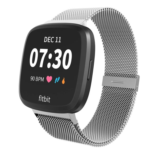 Limque Magnetic Bands Compatible with Fitbit Versa/Versa 2/Versa Lite/SE, Women Men Metal Adjustable Replacement Wristband for Fitbit Versa Smart Watch Multi-Color (Silver, Small)