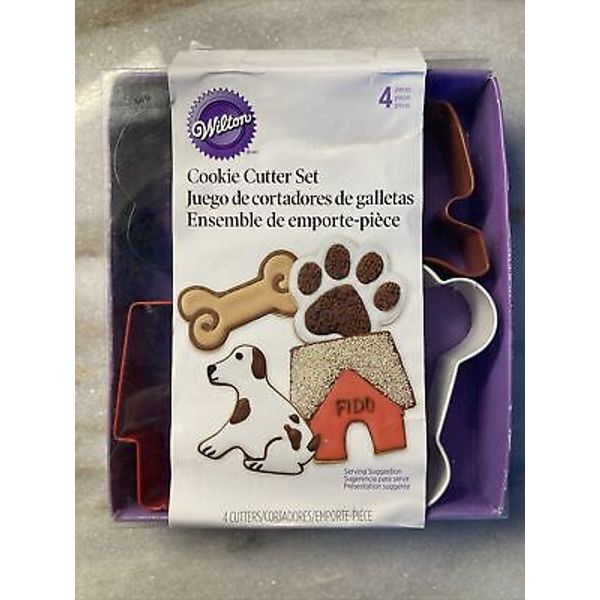 Wilton 4 Piece Cookie Cutter Set Dog Paw Bone Doghouse