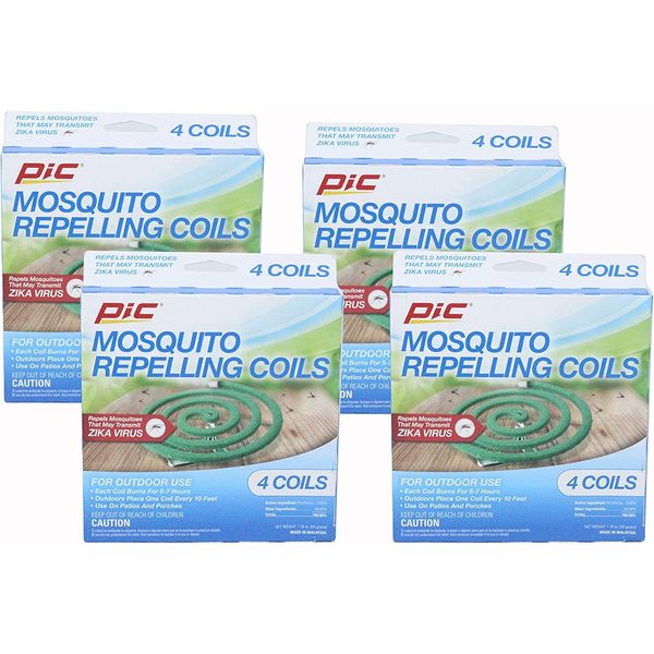 PIC Mosquito Repelling Coils, 4 Count Box - Mosquito Repellent for Outdoor Spaces (16 Count)