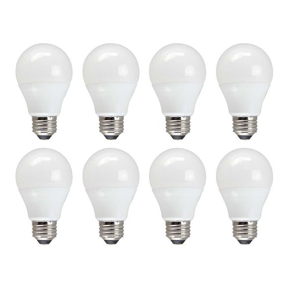 TCP 60 Watt Equivalent Value LED A19 Light Bulbs, Non-Dimmable, Daylight (8 Pack)