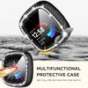 Diruite 4-Pack Cover for Fitbit Versa 4/Sense 2 Screen Protector Case,HD Shockproof Soft TPU Full Protection Scratch-Resistant,Diamonds，Black&Silver&Blue&Clear
