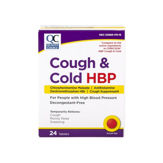 Quality Choice Cough & Cold For High Blood Pressure, 24 Tablets