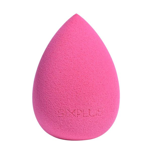 SIXPLUS Multifunctional Makeup Sponge Puff, Teardrop Shape, Diagonally Cut Flat Surface, Soft, Dry and Wet Use, Makeup Tool, Makeup Puff (Rose Red)