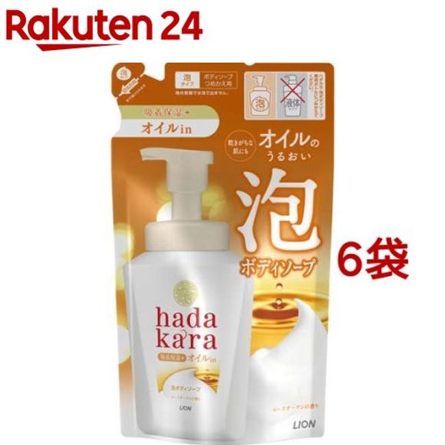 Hadakara Body Soap Foaming Oil in Type Rose Garden Refill (420ml x 6 bags set) [hadakara]