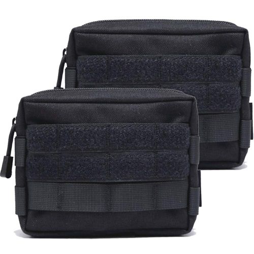 Hoanan Molle Pouches, Tactical Admin Pouch Compact EDC Utility Gadget Gear Pouch Military Carry Accessory Belt Hanging Waist Bag (2 Pack-Black-7"(L) * 5.1"(H))