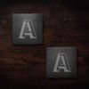 Personalised Square Slate Coasters with Geometric Initial design -Engraved with your Initial