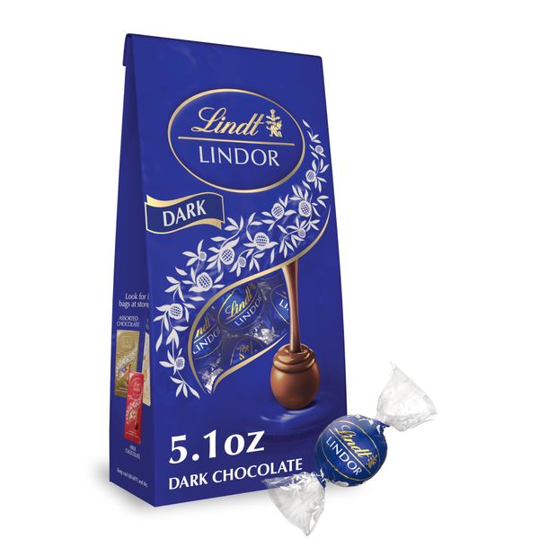 Lindt LINDOR Dark Chocolate Truffles, Dark Chocolate Candy with Smooth, Melting Truffle Center, Easter Basket Stuffers, 5.1 oz. Bag (6 Pack)