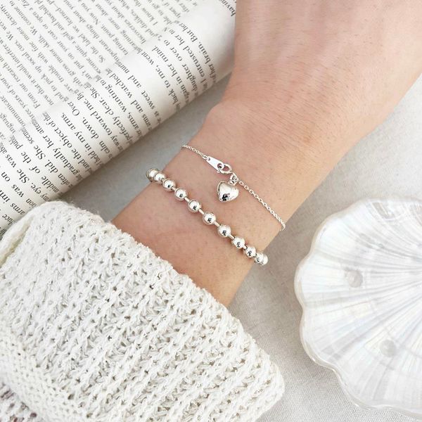 Silver 925 Heart Plump Layered Friend Gift Friendship Silver Bracelet Silver Anklet