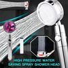 High Pressure Shower Head Adjustable 360° Rotation Turbine Water Saving Shower