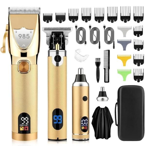 Saoilli Men&#39;s Professional Hair Clipper Trimmer Beard Nose Hair Set Cordless Electric Shaver Barbershop T-Blade Haircut Grooming