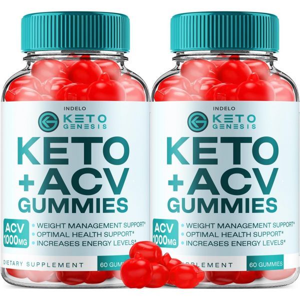 Indelo Keto Genesis ACV Jelly Premium 1000mg Apple Cider Vinegar 60 Gummies 2 Pack