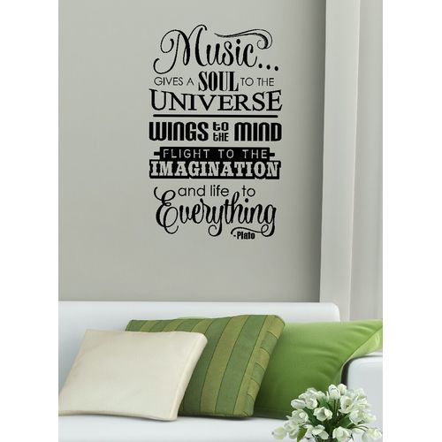 Wall Decor Plus More WDPM3361 Music Gives Life to Everything Wall Decal Sticker Quote Lettering Art, 23x14-Inch, Black