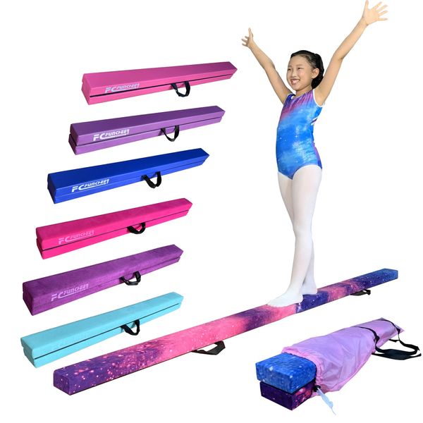 FC FUNCHEER 8FT Folding Gymnastic Beam,Wood core Anti-Slip Bottom with Carrying Handle